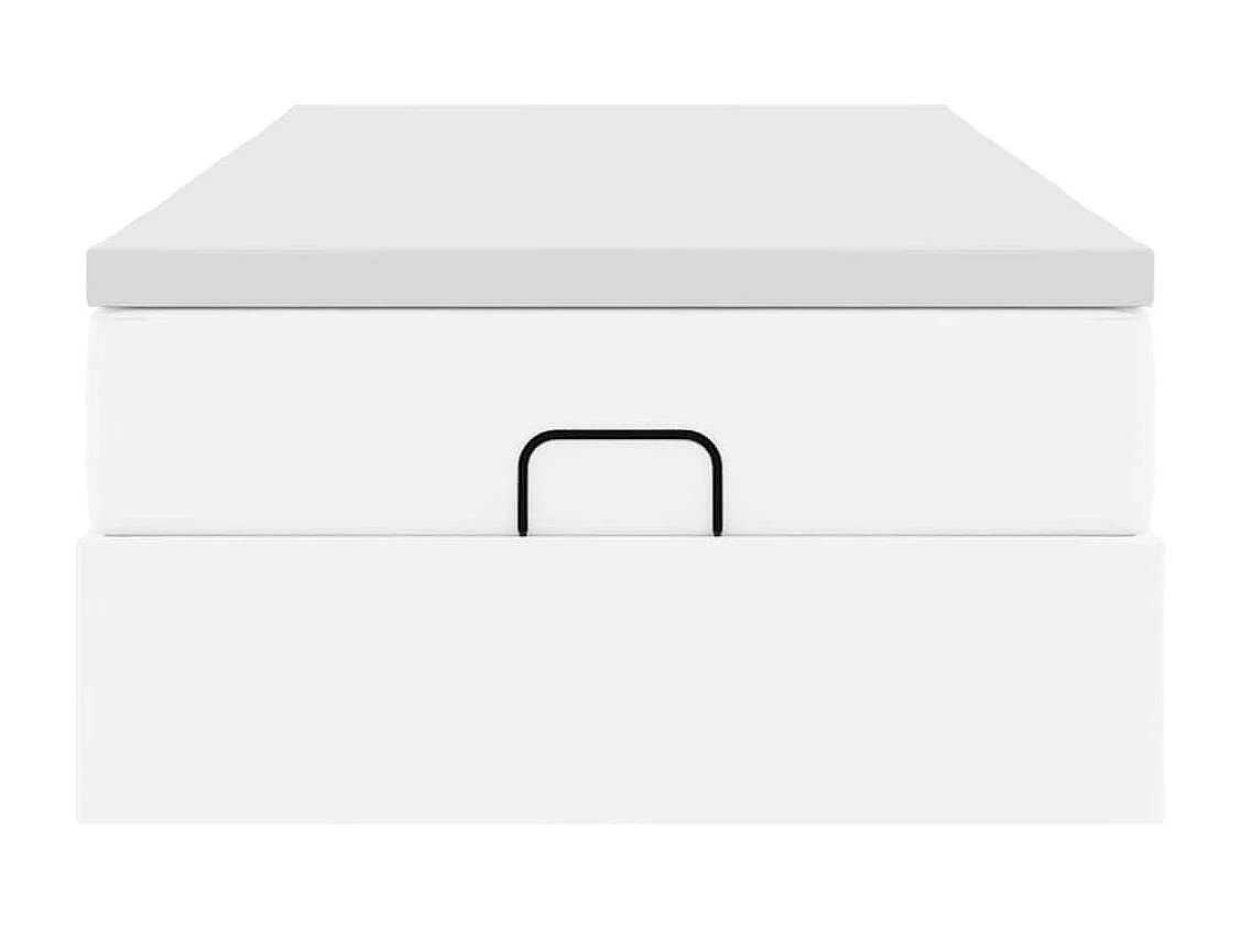 Cadre de lit ottoman avec matelas blanc 100x200 cm similicuir