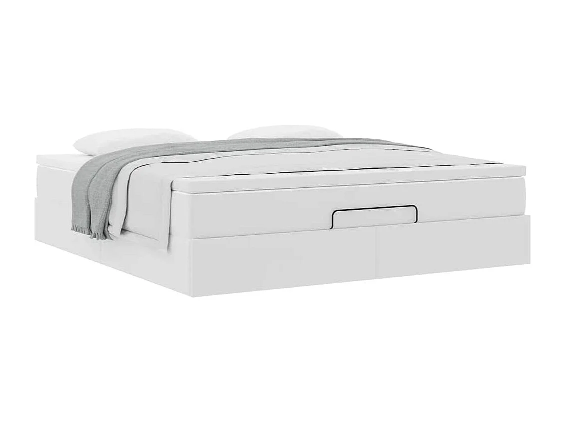 Estructura cama otomana colchón cuero sintético blanco