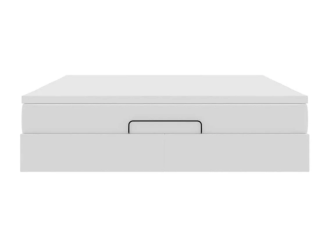 Estructura cama otomana colchón cuero sintético blanco