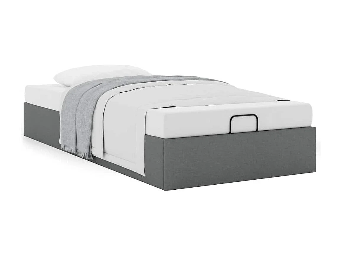 Cadre de lit ottoman sans matelas gris foncé 100x200 cm tissu