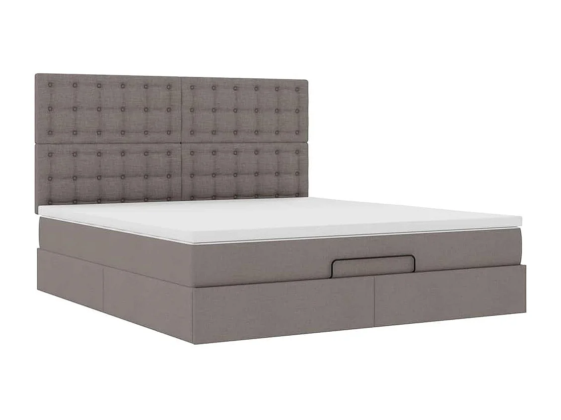 Cadre de lit ottoman avec matelas taupe 160x200 cm tissu