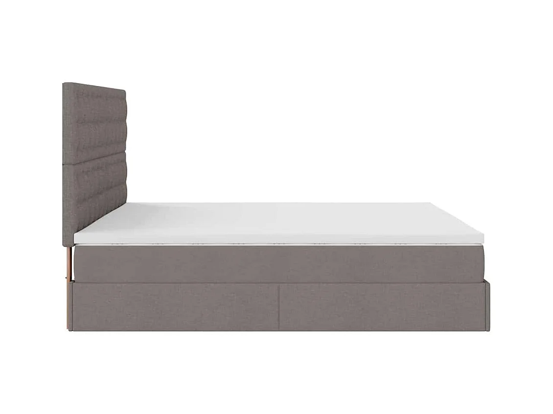 Cadre de lit ottoman avec matelas taupe 160x200 cm tissu