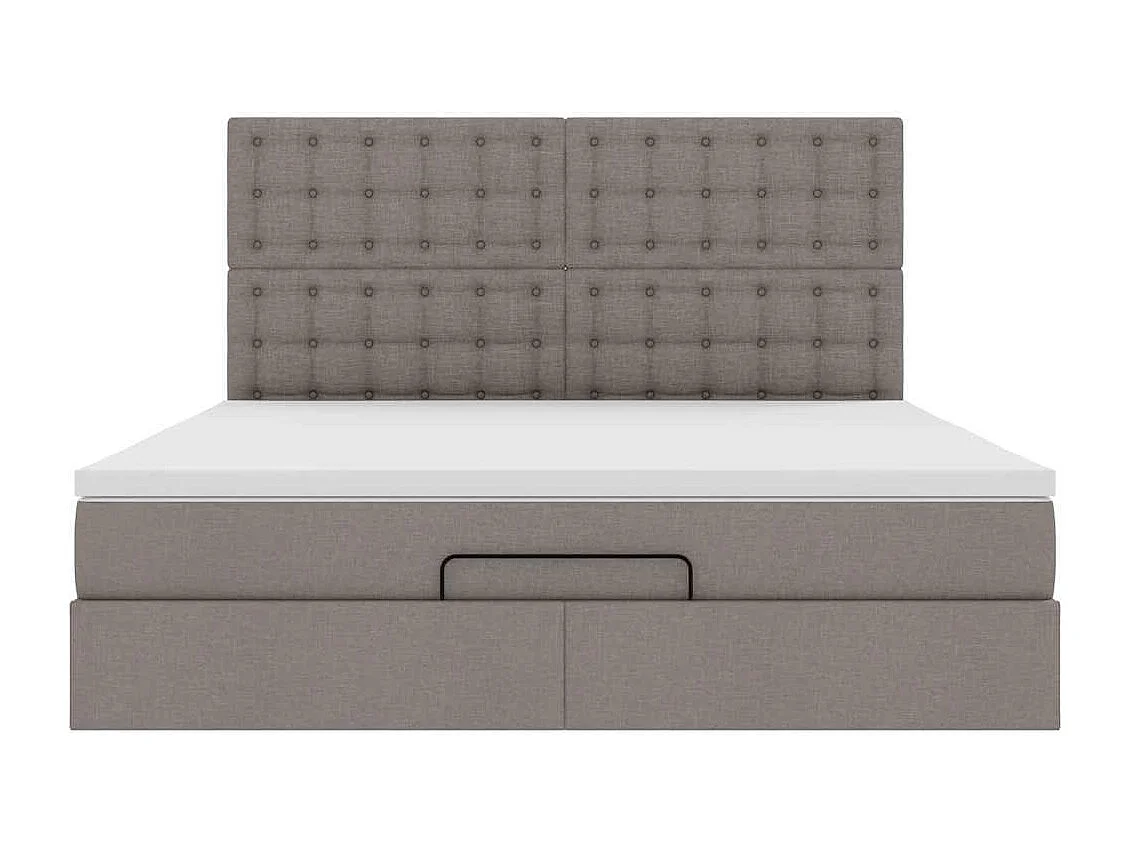 Cadre de lit ottoman avec matelas taupe 160x200 cm tissu