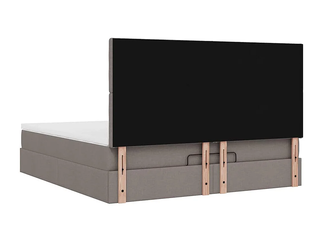 Cadre de lit ottoman avec matelas taupe 160x200 cm tissu