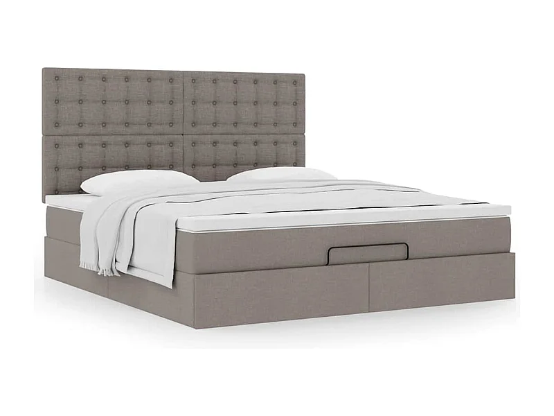 Cadre de lit ottoman avec matelas taupe 160x200 cm tissu