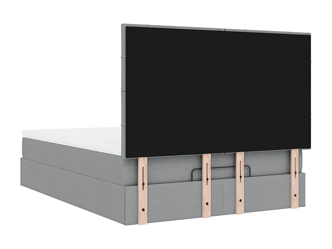 Estrutura cama otomana colchão 140x200cm tecido cinzento claro