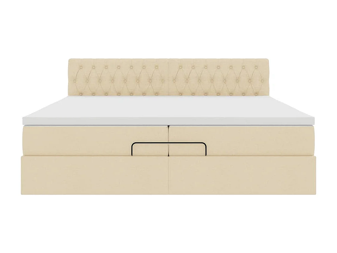 Cadre de lit ottoman avec matelas crème 200x200cm tissu