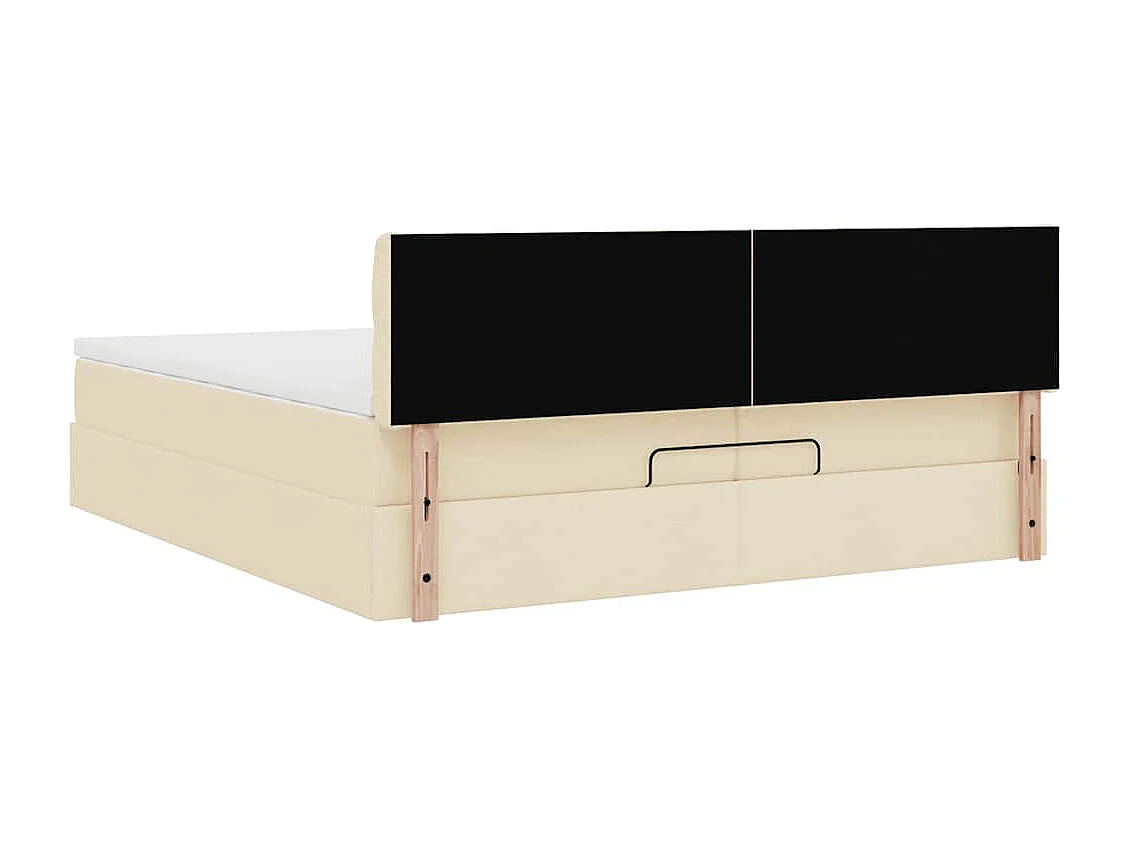 Cadre de lit ottoman avec matelas crème 200x200cm tissu