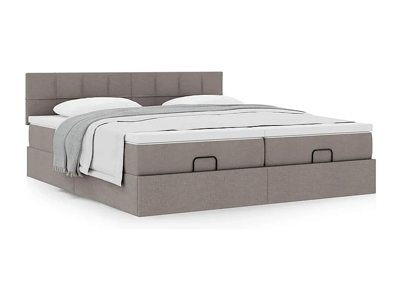 Cadre de lit ottoman avec matelas taupe 200x200cm tissu