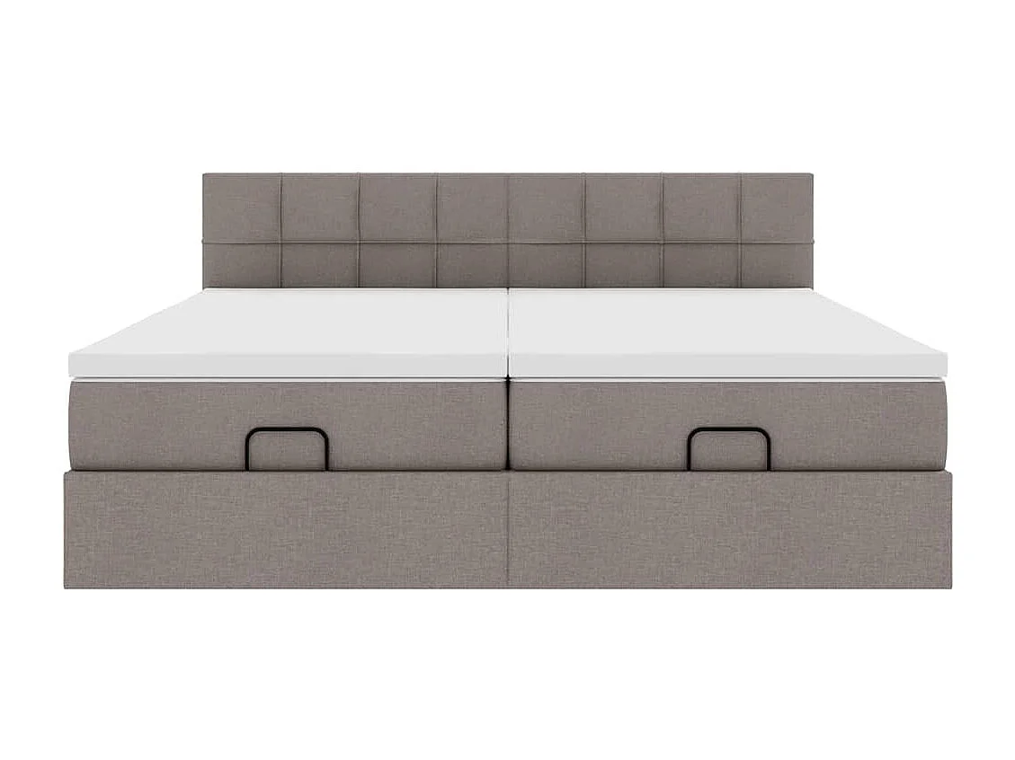 Cadre de lit ottoman avec matelas taupe 200x200cm tissu