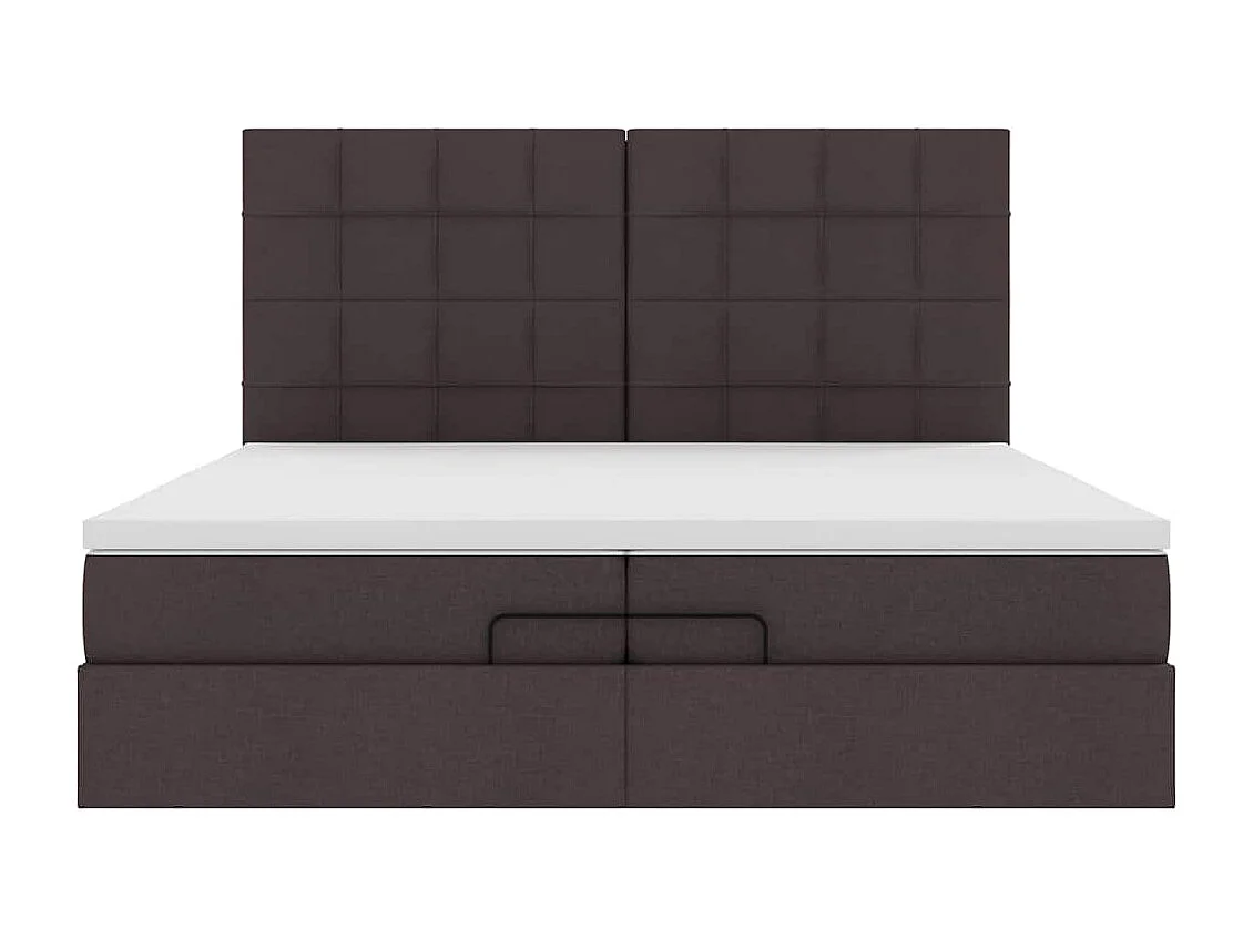 Estructura cama otomana colchones tela marrón oscuro 200x200cm