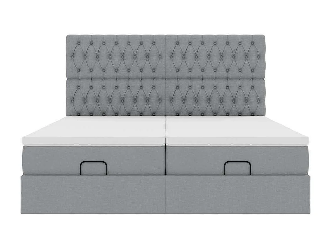 Cadre de lit ottoman et matelas gris clair 160x200cm tissu