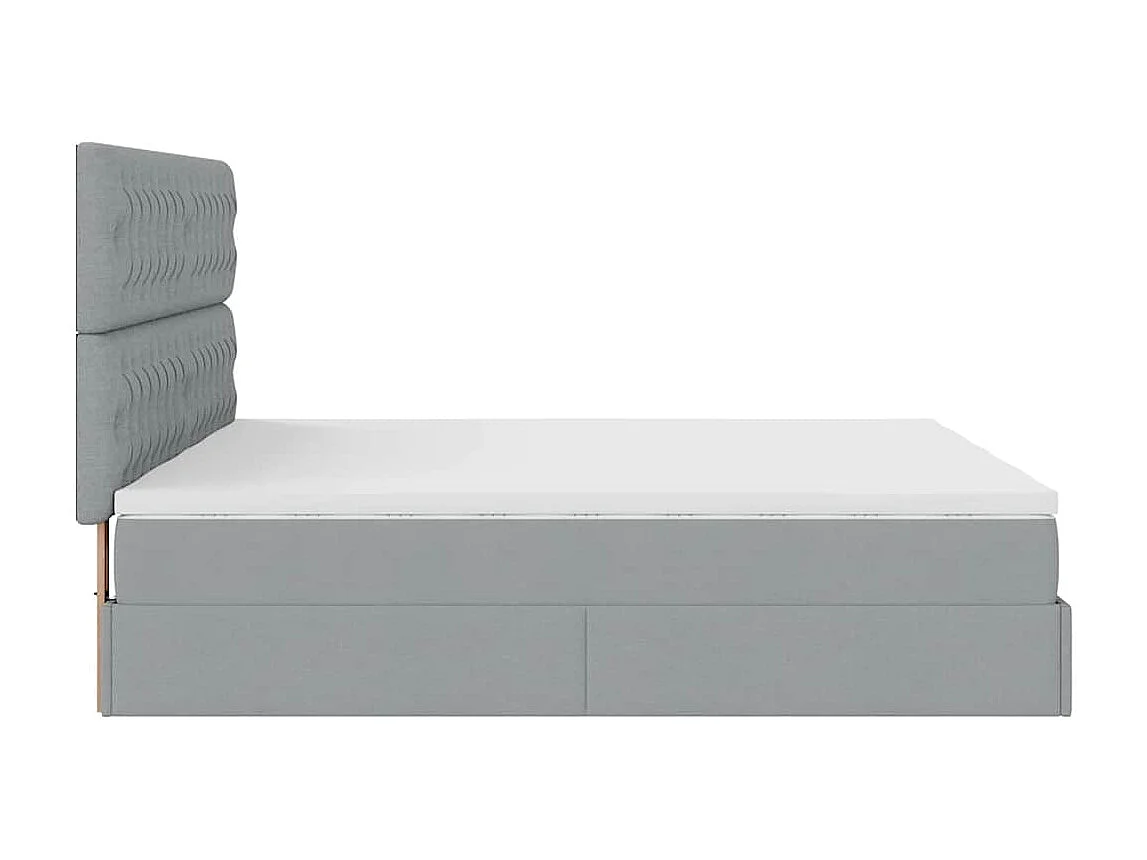 Cadre de lit ottoman et matelas gris clair 160x200cm tissu