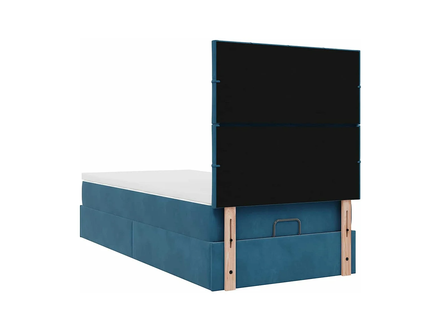 Estrutura de cama otomana com colchões azul escuro veludo
