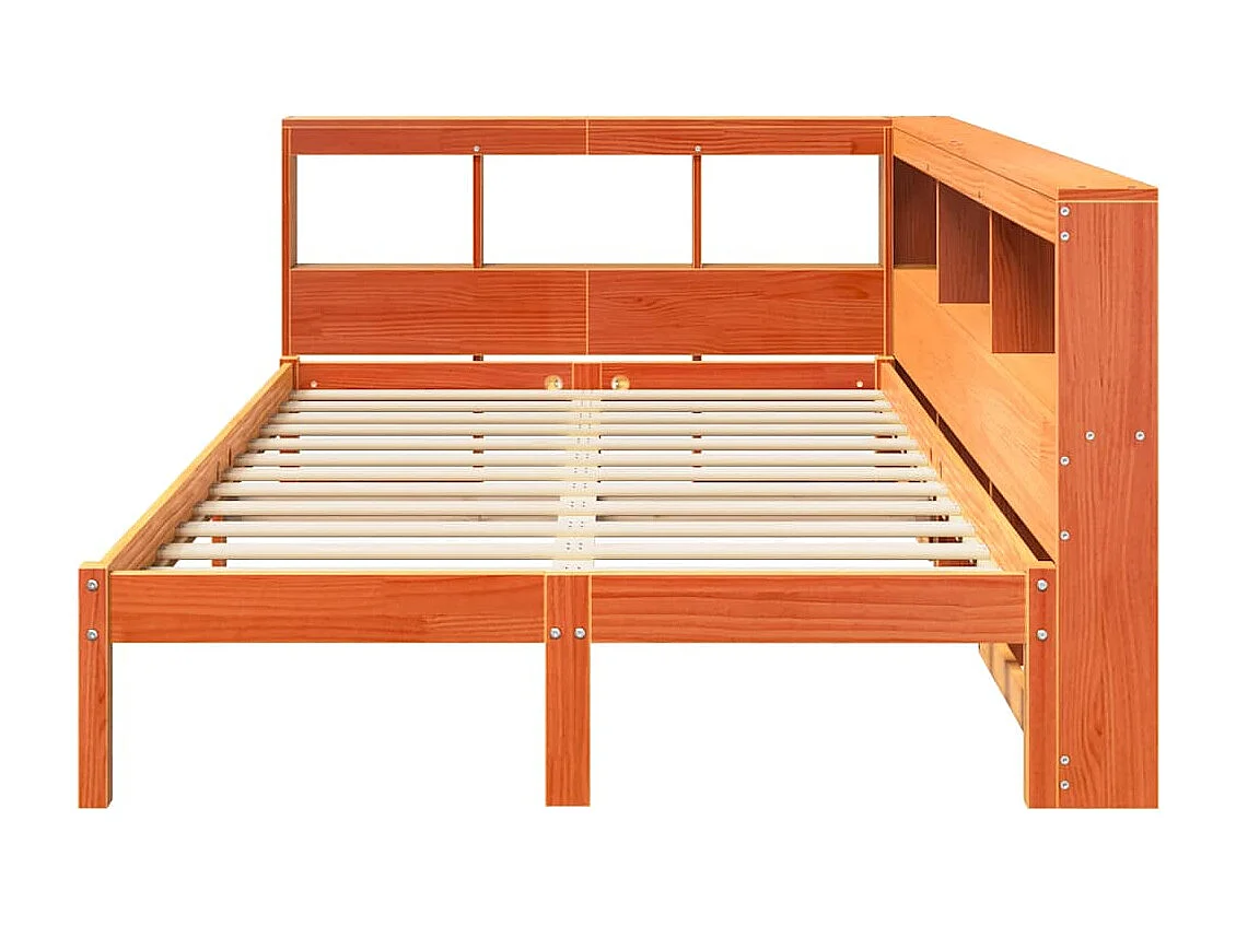 Lit bibliothèque sans matelas cire marron 120x200 cm pin massif