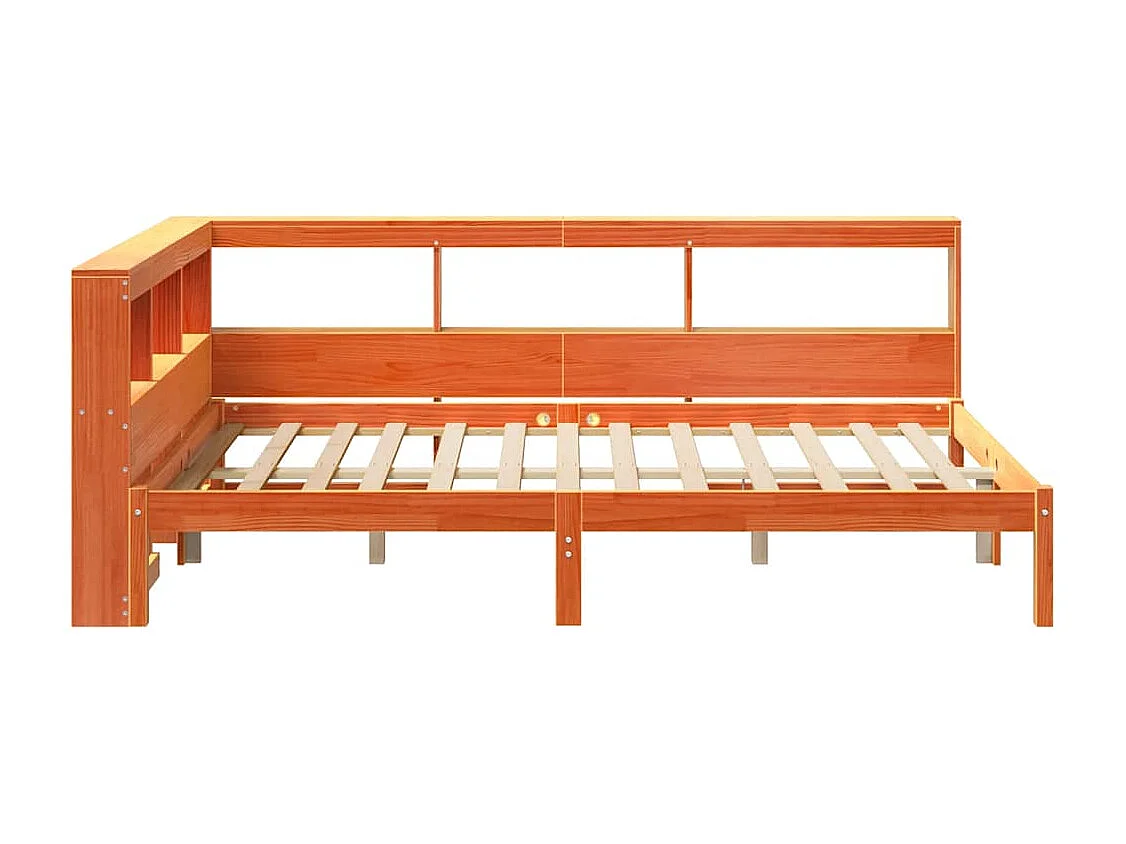 Lit bibliothèque sans matelas cire marron 120x200 cm pin massif