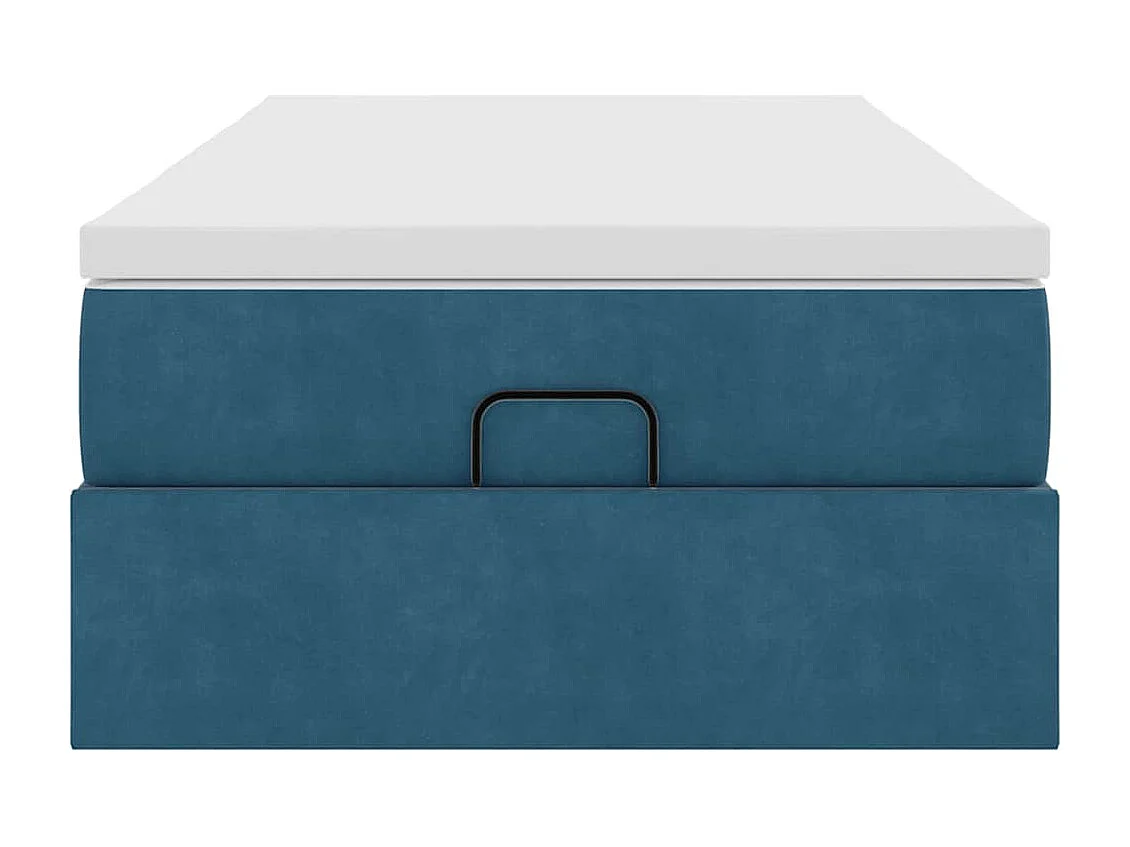 Cadre de lit ottoman avec matelas bleu foncé 100x200 cm velours