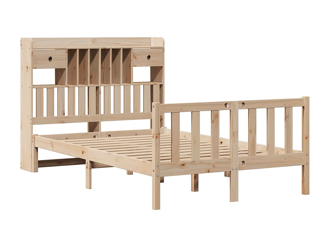 Lit bibliothèque sans matelas 135x190 cm bois de pin massif