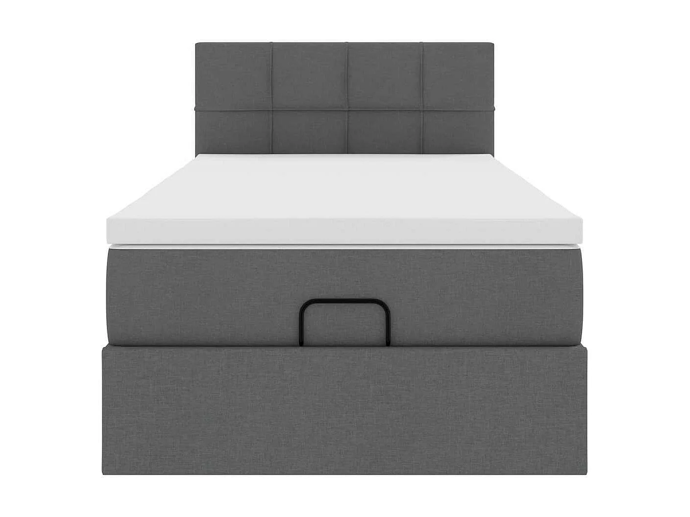 Cadre de lit ottoman avec matelas gris foncé 90x200 cm tissu