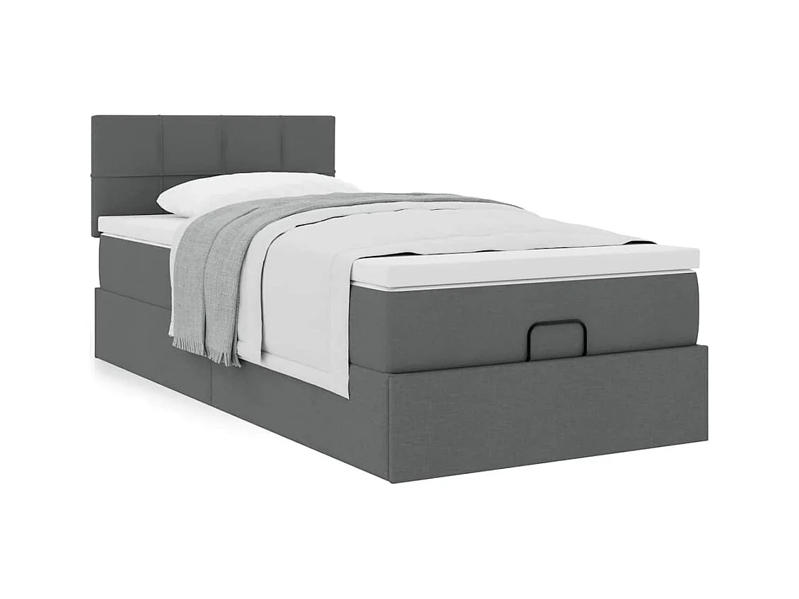 Estructura cama otomana colchón tela gris oscuro 90x200cm