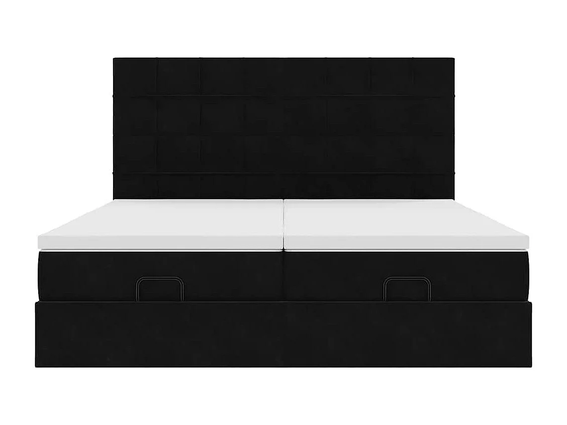 Cadre de lit ottoman avec matelas noir 160x200 cm velours