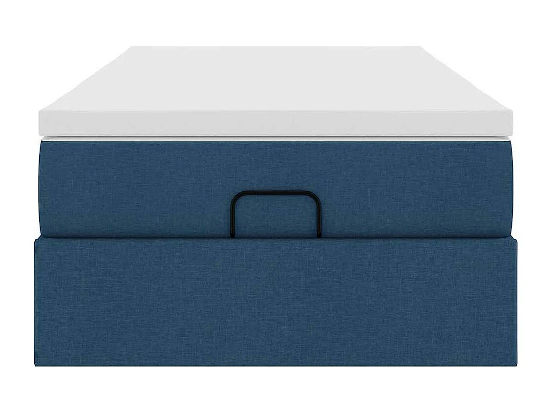 Cadre de lit ottoman avec matelas bleu 90x190 cm tissu