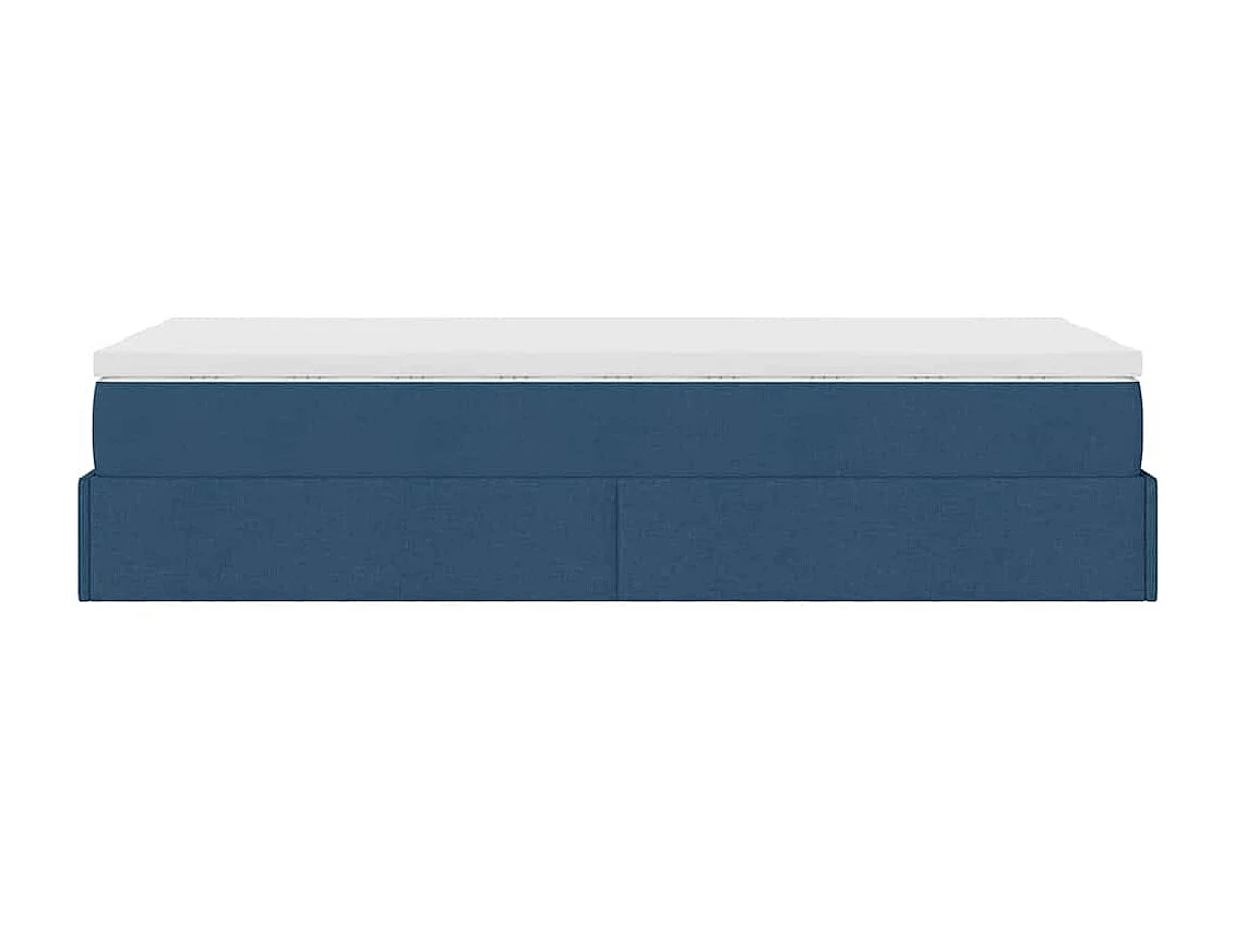 Cadre de lit ottoman avec matelas bleu 90x190 cm tissu
