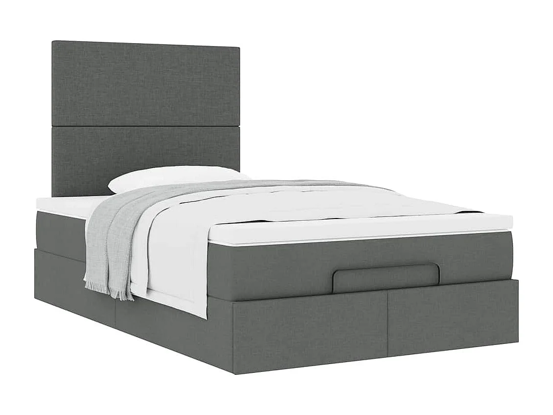 Cadre de lit ottoman avec matelas gris foncé 120x190 cm tissu