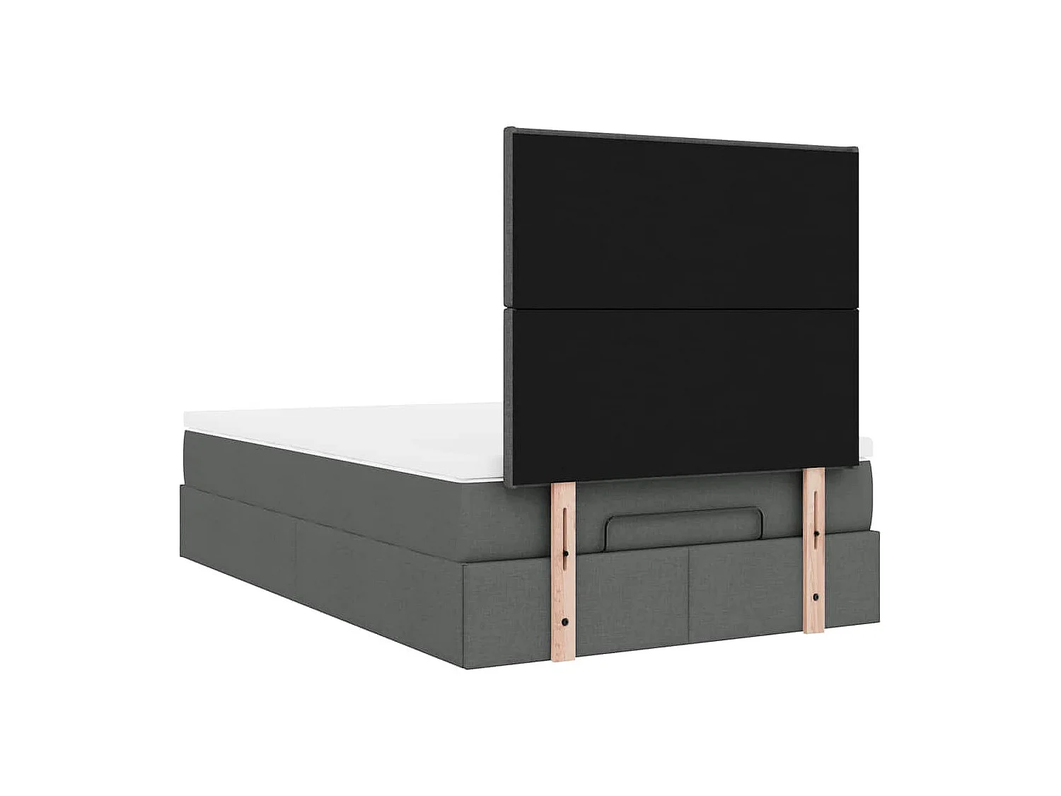 Cadre de lit ottoman avec matelas gris foncé 120x190 cm tissu