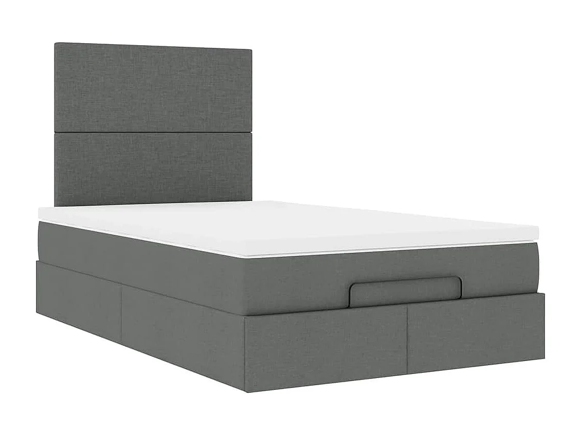 Cadre de lit ottoman avec matelas gris foncé 120x190 cm tissu