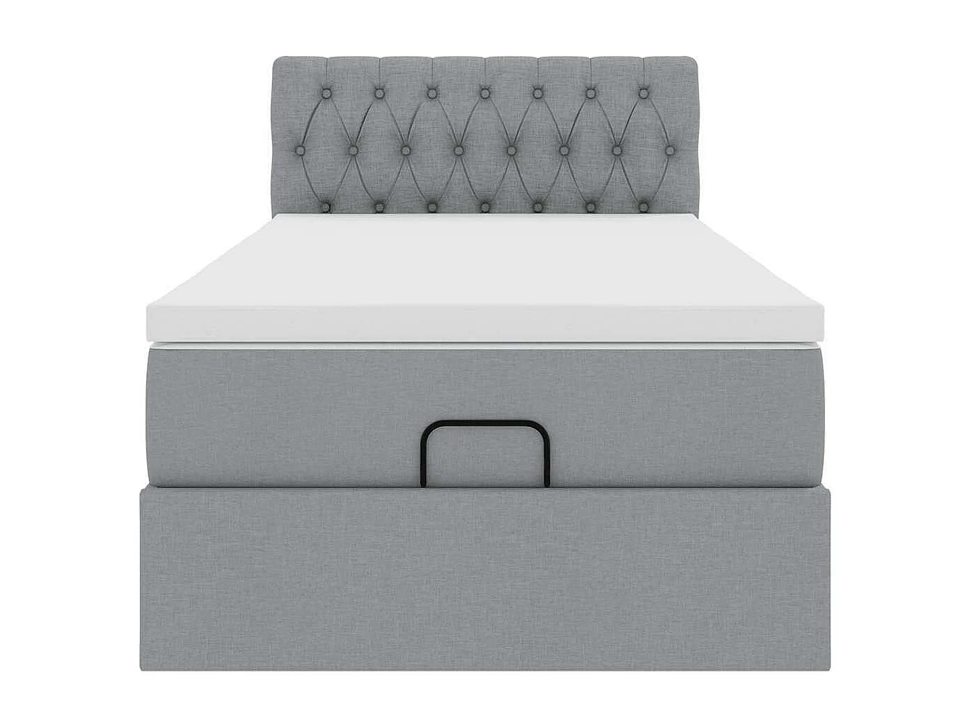 Lit ottoman avec matelas gris clair 90x200 cm tissu