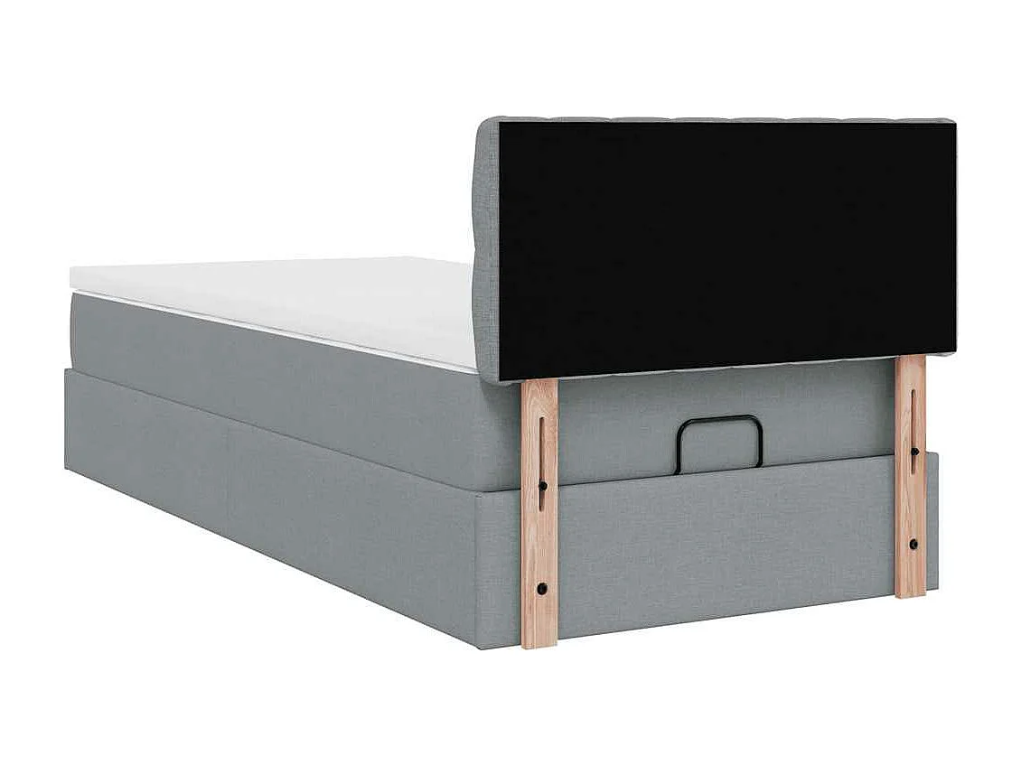Lit ottoman avec matelas gris clair 90x200 cm tissu