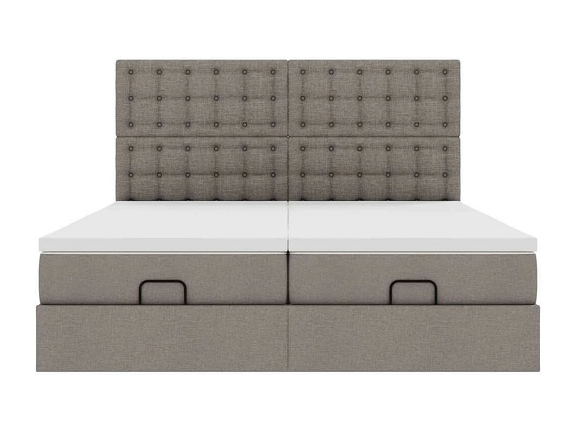 Estructura de cama otomana colchones tela gris pardo 180x200 cm