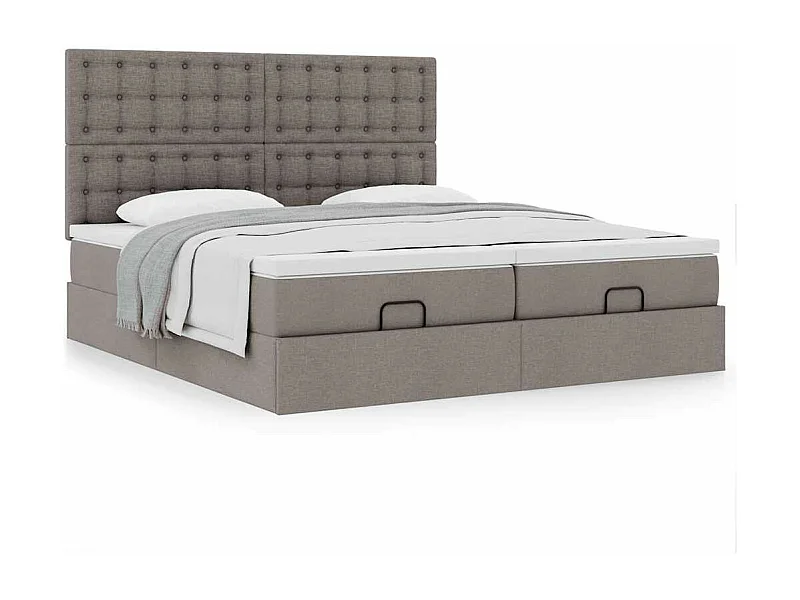 Estructura de cama otomana colchones tela gris pardo 180x200 cm