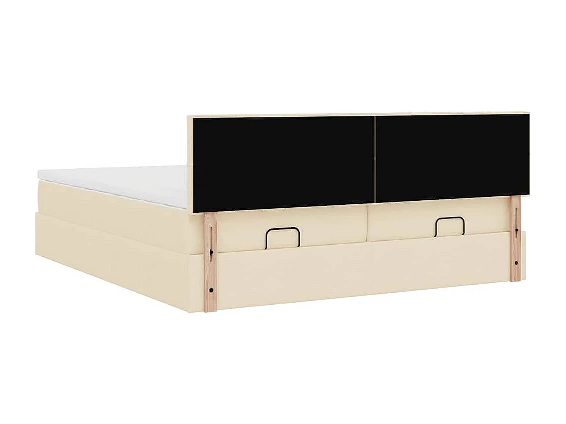 Estrutura de cama otomana com colchões tecido creme 160x200cm