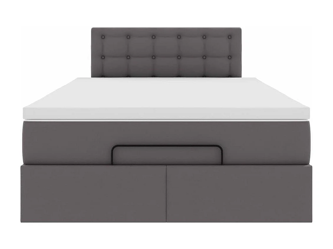 Cadre de lit ottoman avec matelas gris 120x190 cm similicuir