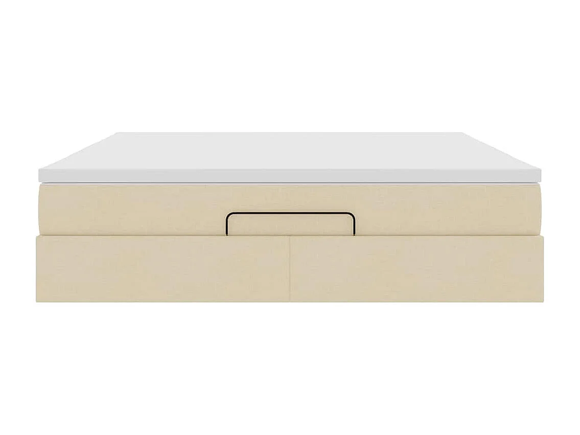 Cadre de lit ottoman avec matelas crème 160x200 cm tissu