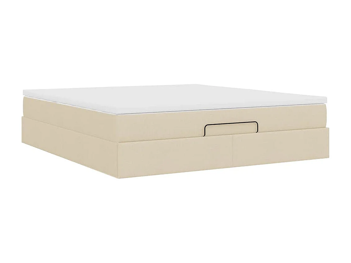 Cadre de lit ottoman avec matelas crème 160x200 cm tissu