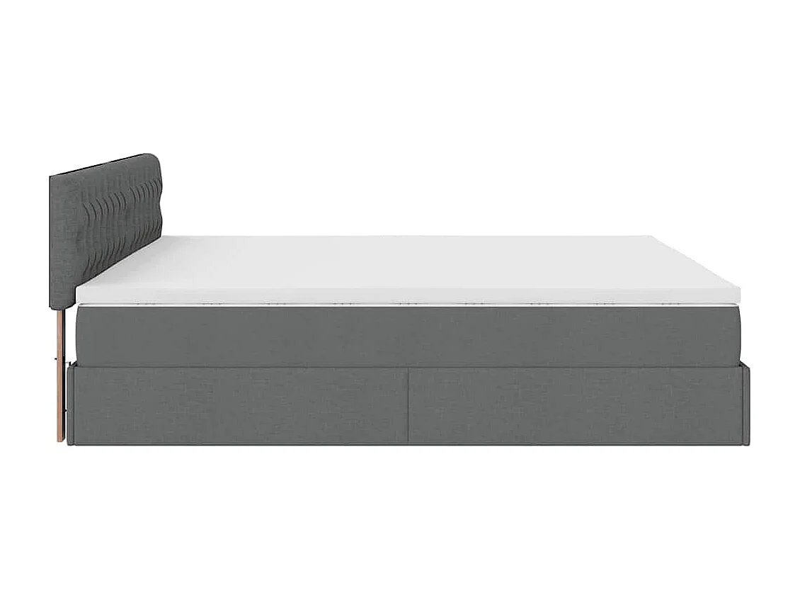 Cadre de lit ottoman avec matelas gris foncé 180x200 cm tissu