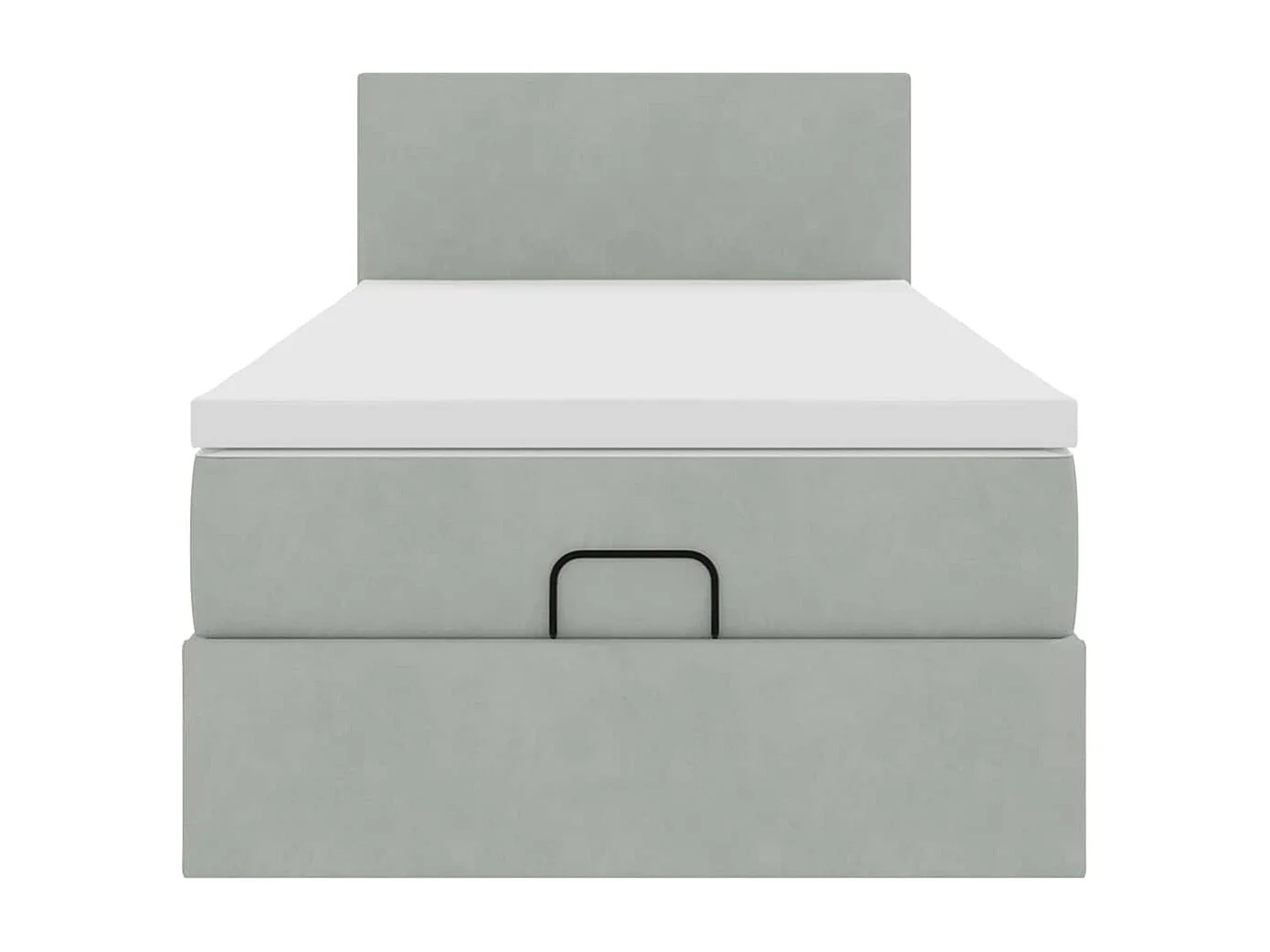 Estructura cama otomana colchón terciopelo gris claro 90x190cm