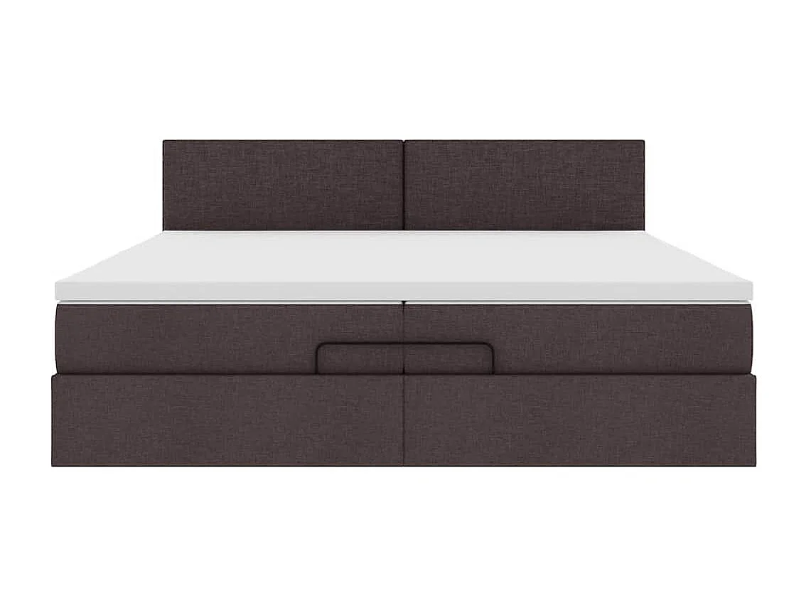 Estructura de cama otomana con colchón marrón oscuro 200x200 cm