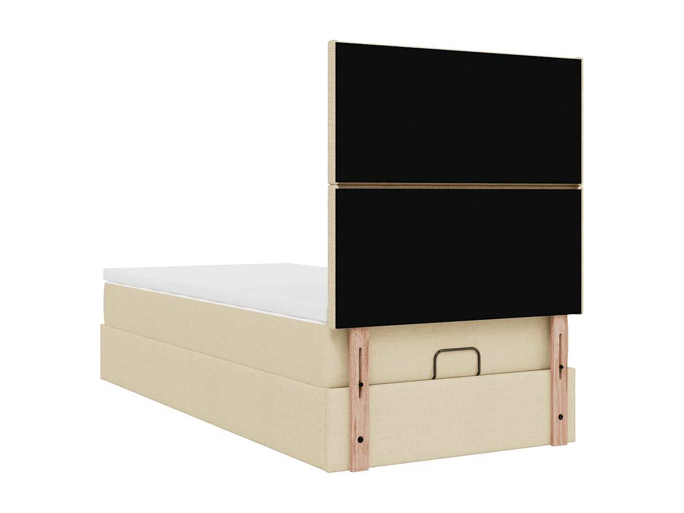 Cadre de lit ottoman avec matelas crème 90x200 cm tissu