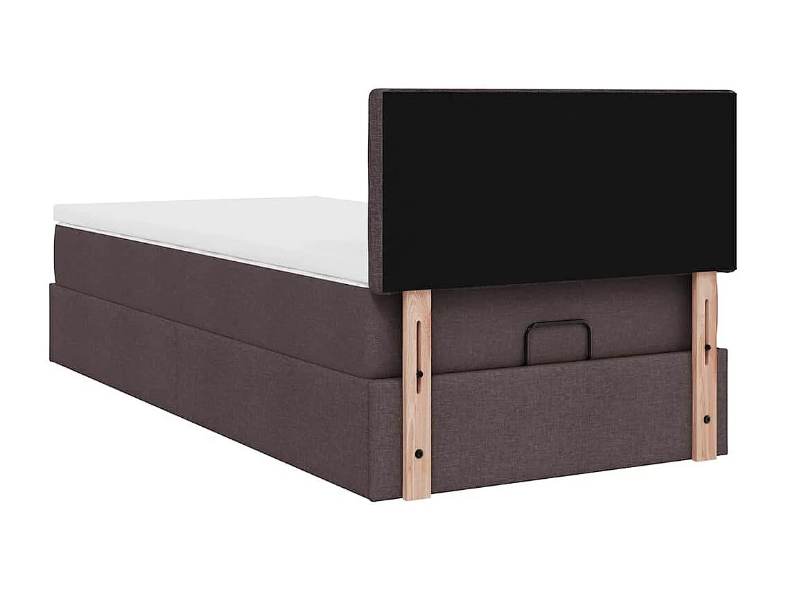 Cadre de lit ottoman avec matelas marron foncé 90x190 cm tissu