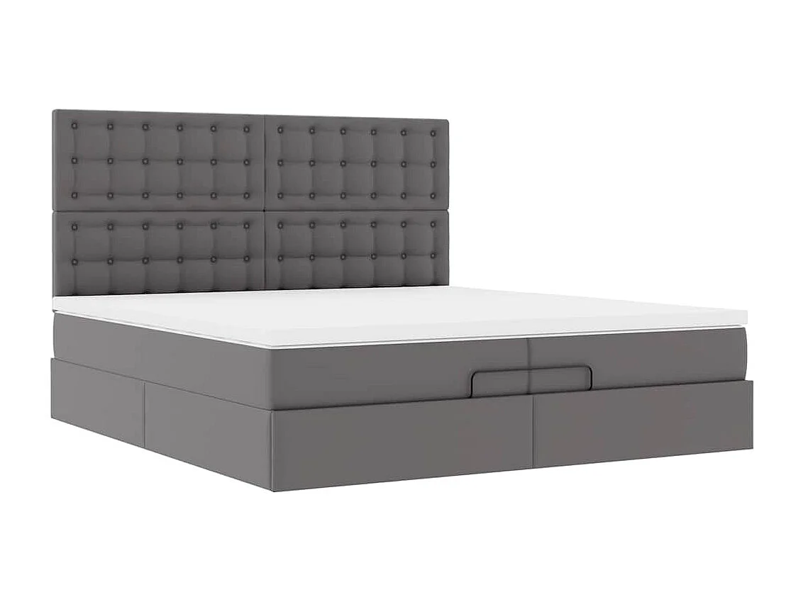 Cadre de lit ottoman avec matelas gris 200x200 cm similicuir