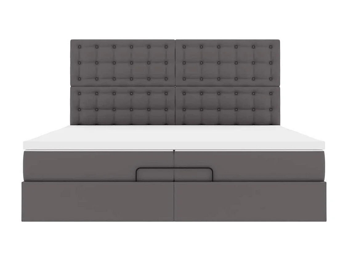 Cadre de lit ottoman avec matelas gris 200x200 cm similicuir