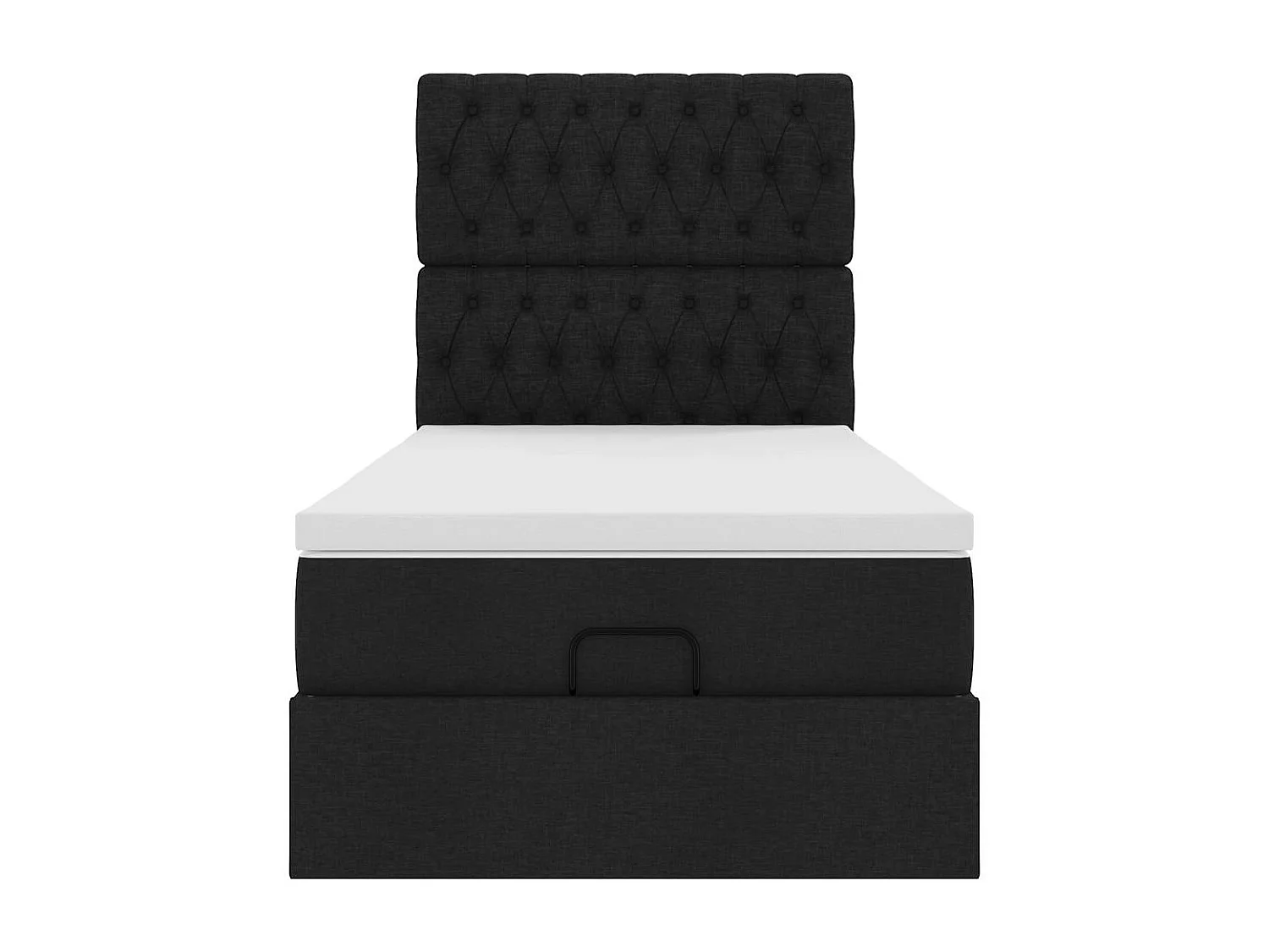 Estrutura de cama otomana com colchão preto 80x200cm tecido