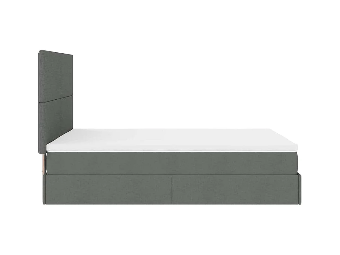 Cadre de lit ottoman avec matelas gris foncé 140x200 cm tissu