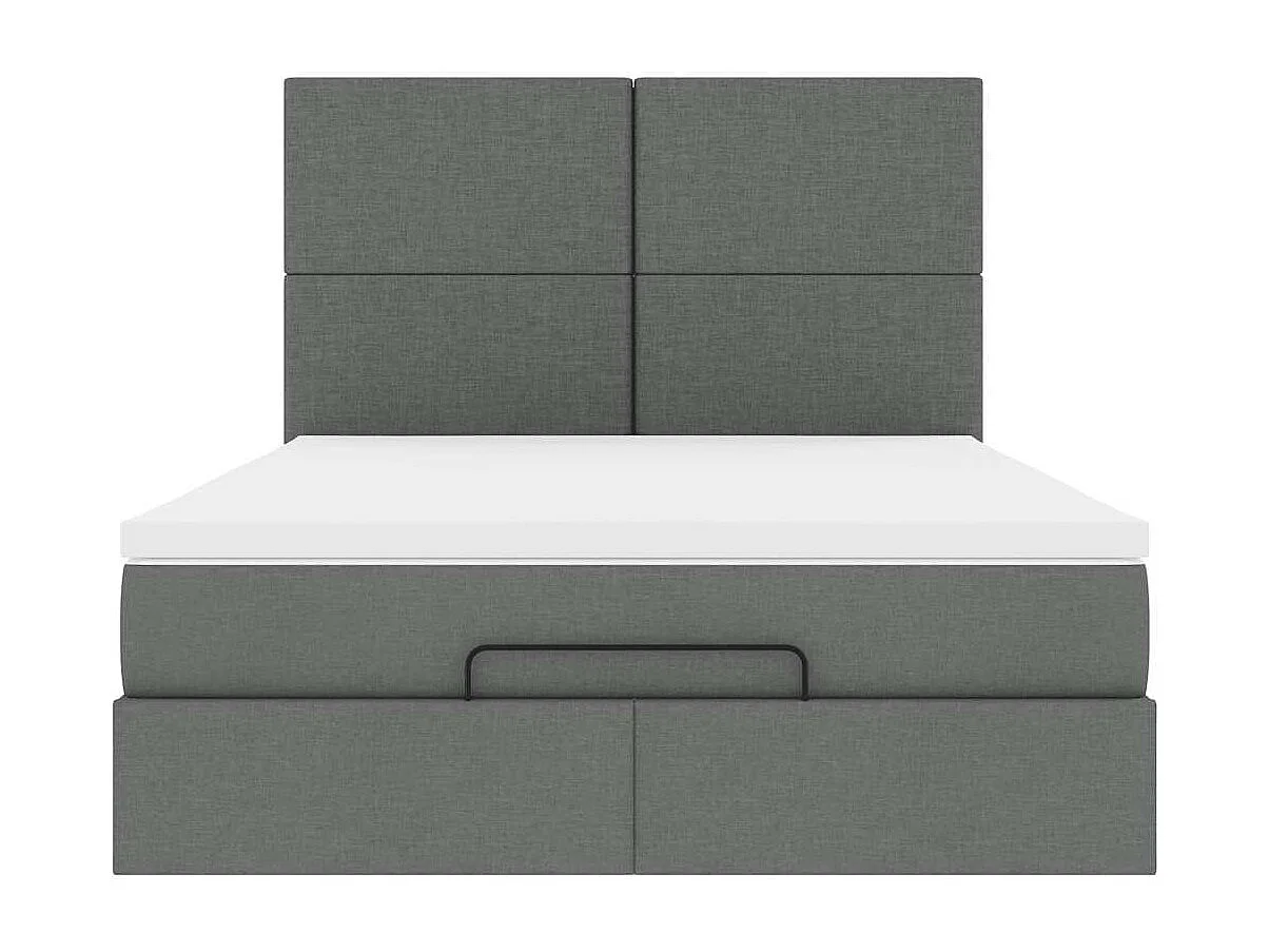 Estructura cama otomana colchón tela gris oscuro 140x200cm
