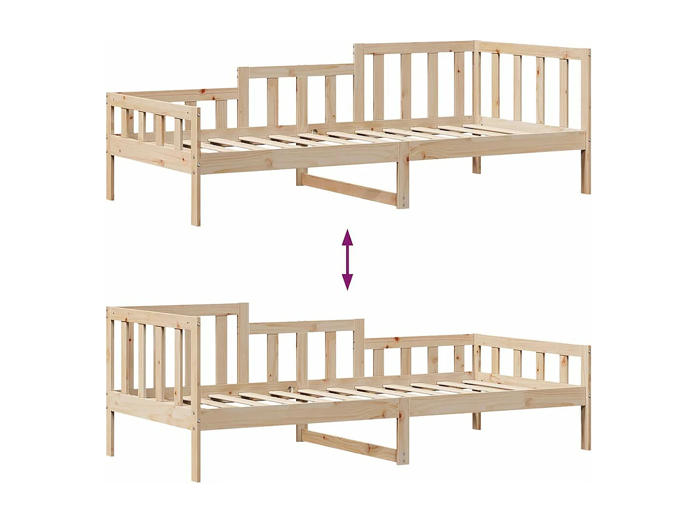 Lit de jour avec tiroirs sans matelas 90x200 cm bois massif