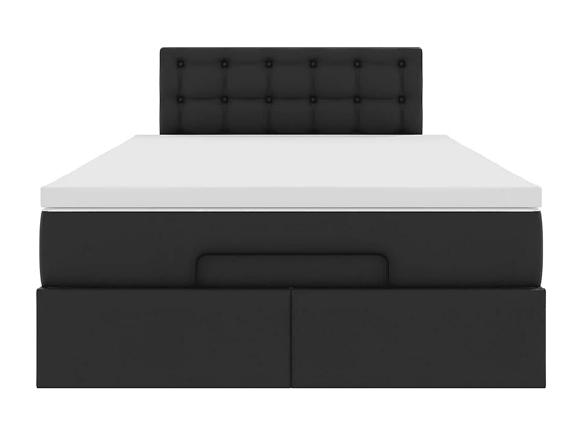Estructura cama otomana colchón cuero sintético negro 120x190cm